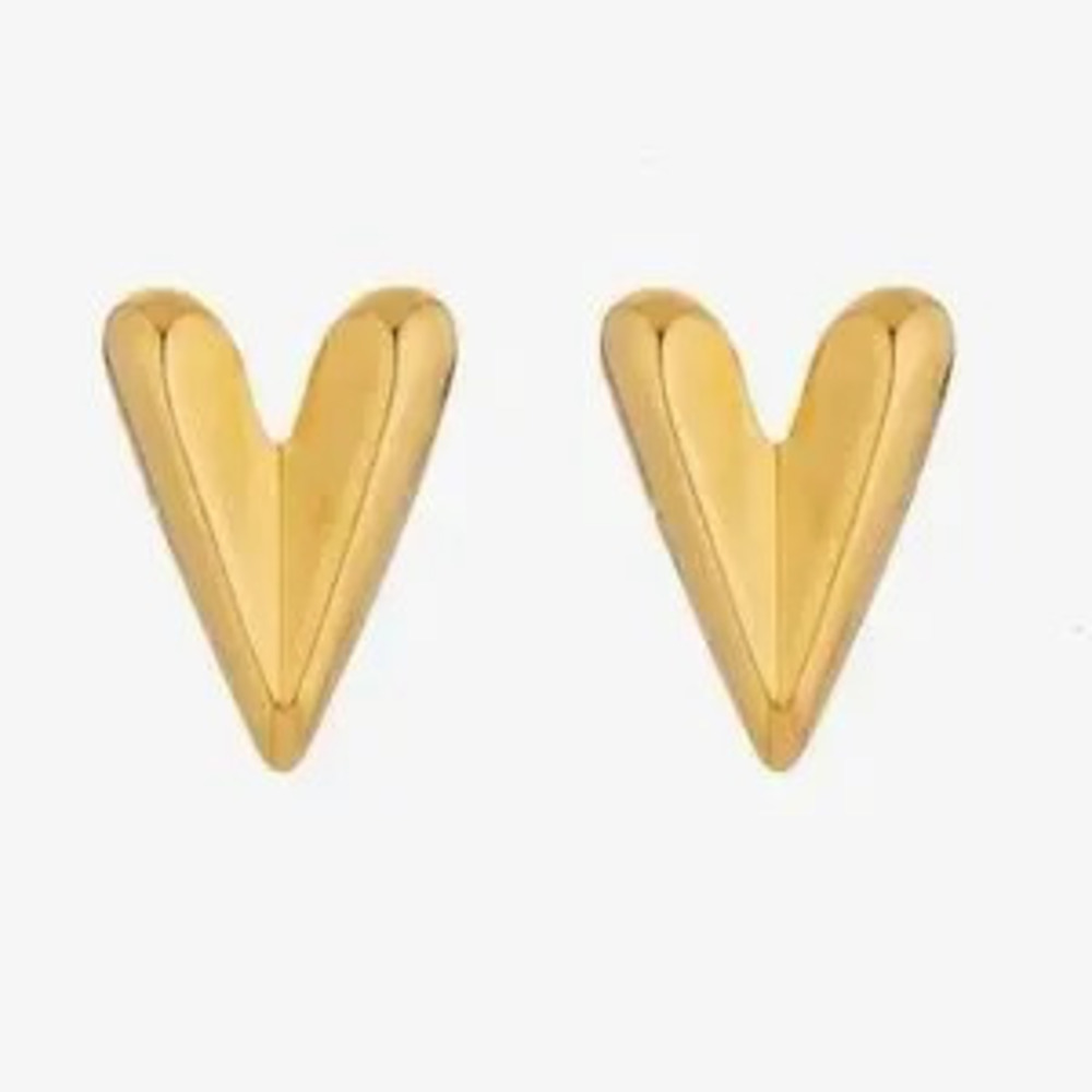 Gold Minimalist Heart Earrings (7027)